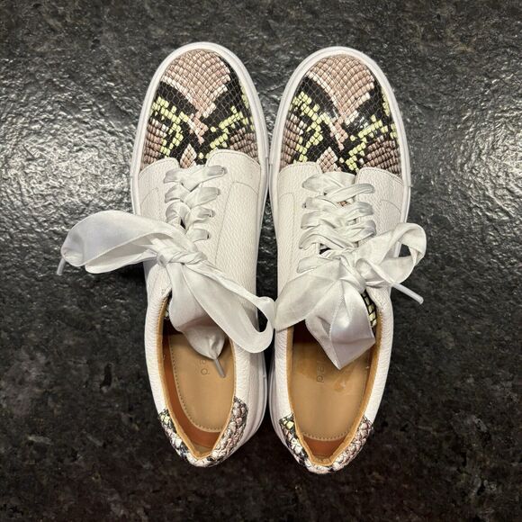 Patricia Green A Mano Lace Up Sneakers White & Snake Skin Ribbon Laces Size 7 - Picture 8 of 11